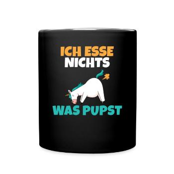 Ich esse nichts was pupst Veganer und Vegetarier - Tasse einfarbig - Schwarz - Vorne