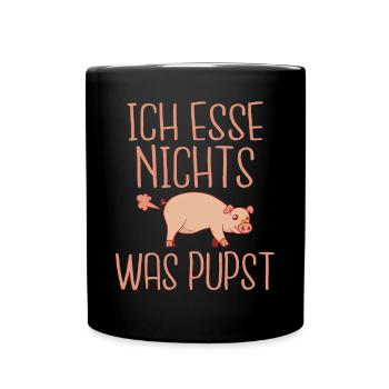 Ich esse nichts was pupst Veganer und Vegetarier - Tasse einfarbig - Schwarz - Vorne