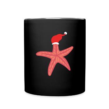 Starfish Christmas Cap Gift Christmas - Full Colour Mug - black - Front