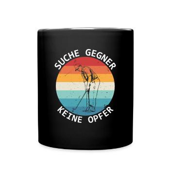 Lustiges Golfspieler Suche Gegner Keine Opfer Golf - Tasse einfarbig - Schwarz - Vorne