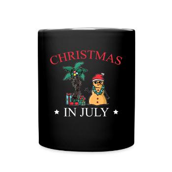 Christmas In July Snowman from Sand Beach - Full Colour Mug - black - Front