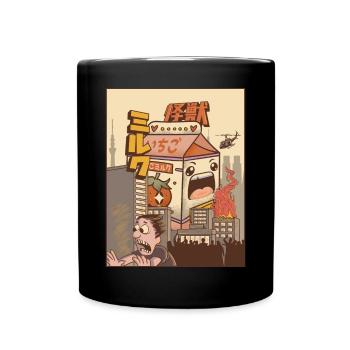 Kaiju Strawberry Milk Carton Japanese Monster Gesc - Full Colour Mug - black - Front