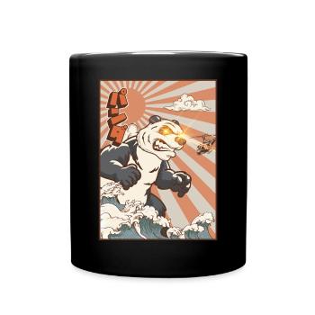Kaiju Panda Japanese Monster Gift - Full Colour Mug - black - Front