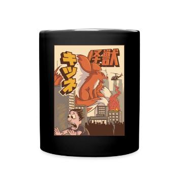 Kaiju Kitsune Nine-tailed Fox Japanese Ge - Full Colour Mug - black - Front