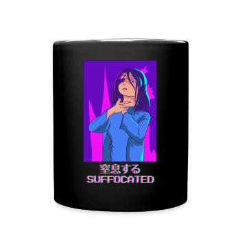 Emo Anime Girl Vaporwave Aesthetically Suffocated Ges - Full Colour Mug - black - Front