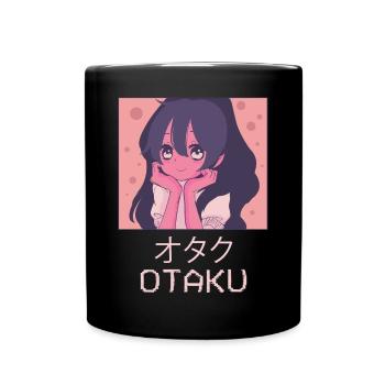 Otaku Anime Girl Japanese Vaporwave Aesthetic - Full Colour Mug - black - Front