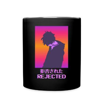 Sad Anime Boy Vaporwave Aesthetic Rejected - Full Colour Mug - black - Front