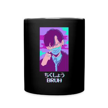 Anime Boy Bruh Japanese Vaporwave Aesthetic Ge - Full Colour Mug - black - Front