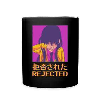 Sad Anime Girl Vaporwave Aesthetic Slimmed Down - Full Colour Mug - black - Front