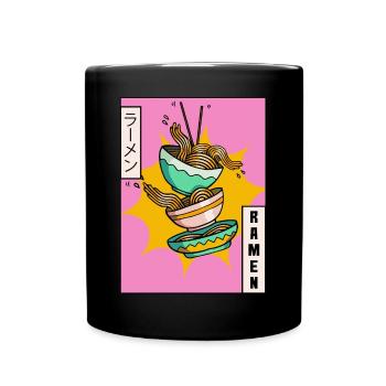 Ramen Noodles Japanese Vaporwave Aesthetic Ges - Full Colour Mug - black - Front