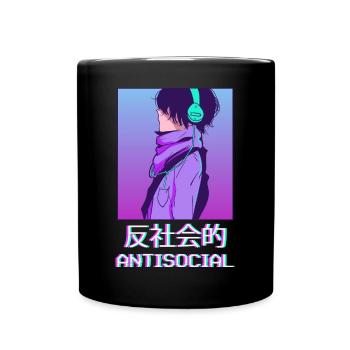 Antisocial Anime Boy Vaporwave Esthétique Ge - Mug uni - noir - Devant