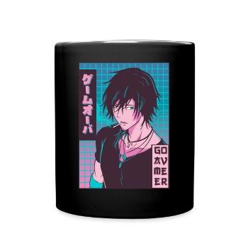 Game Over Anime Boy Jajpanese Vaporwave Aesthetic - Full Colour Mug - black - Front