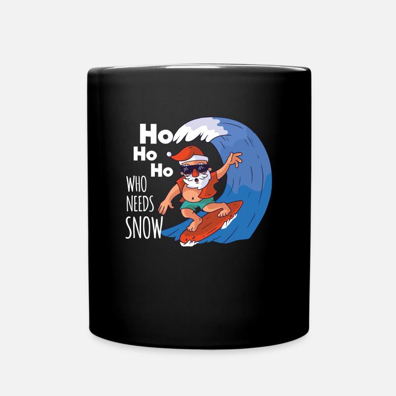 Ho Ho Ho Who Needs Snow Weihnachtsmann Surfer - Tasse einfarbig - Schwarz