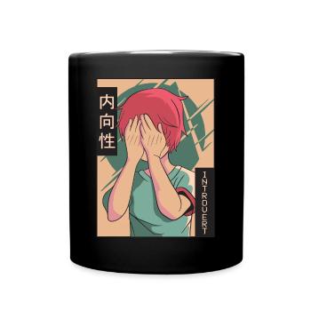 Introverted Anime Young Vaporwave Aesthetic - Full Colour Mug - black - Front