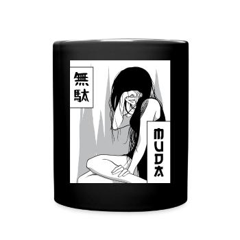 Emo Anime Girl Goth Vaporwave Aesthetic Muda - Full Colour Mug - black - Front
