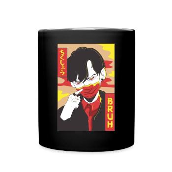 Anime Boy Bruh Japanese Vaporwave Aesthetic Ge - Full Colour Mug - black - Front