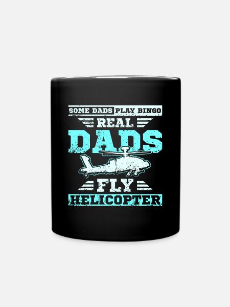 Dads fly helicopter - Tasse einfarbig - Schwarz