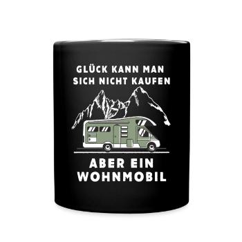 Glück kauft man nicht Wohnmobil - Tasse einfarbig - Schwarz - Vorne
