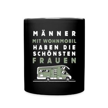 Wohnmobil Männer – Schönste Frauen - Tasse einfarbig - Schwarz - Vorne