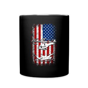 Hélicoptère drapeau américain des États-Unis - Mug uni - noir - Devant