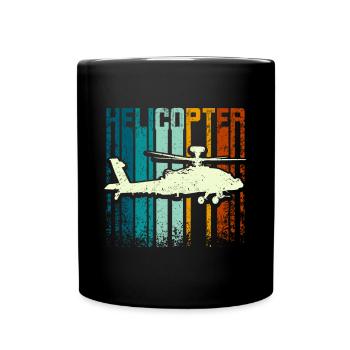 Retro Vintage Helicopter - Full Colour Mug - black - Front