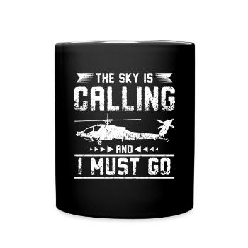 Le ciel m’appelle et je dois aller en hélicoptère - Mug uni - noir - Devant