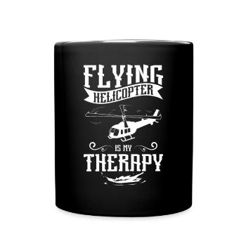 Piloter un hélicoptère est ma thérapie - Mug uni - noir - Devant