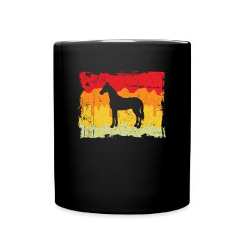 Pferd Retro - Tasse einfarbig - Schwarz - Vorne