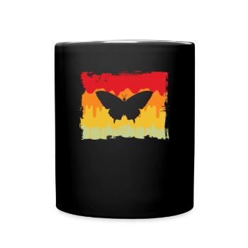 Schmetterling Retro - Tasse einfarbig - Schwarz - Vorne