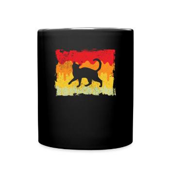 Katze Retro - Tasse einfarbig - Schwarz - Vorne
