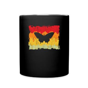 Schmetterling Retro - Tasse einfarbig - Schwarz - Vorne