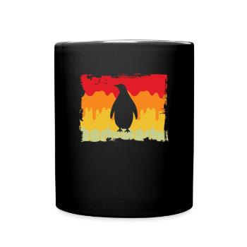 Retro Pinguin - Tasse einfarbig - Schwarz - Vorne