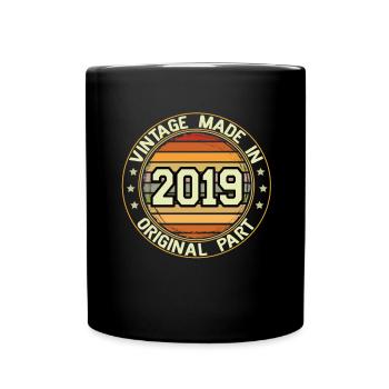 Vintage Made In 2019 Original Part Birthday 2019 - Full Colour Mug - black - Front