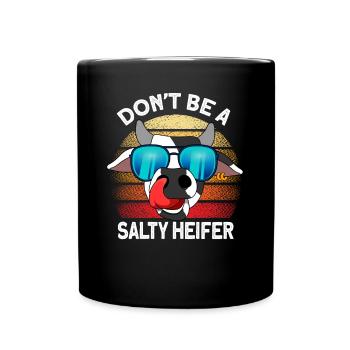Kuh Salty Heifer Bauer Rind Kühe Geschenkidee - Tasse einfarbig - Schwarz - Vorne