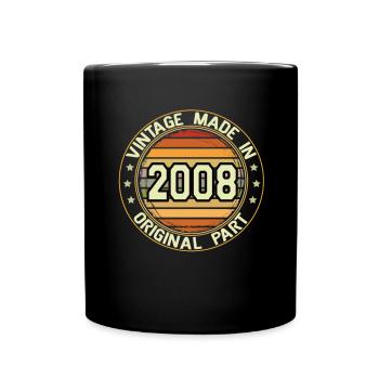Vintage Made In 2008 Original Part Geburtstag 2008 - Tasse einfarbig - Schwarz - Vorne