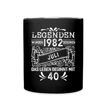 Juli 1982 - 40. Geburtstag Geschenk. Deutsch. - Tasse einfarbig - Schwarz - Vorne