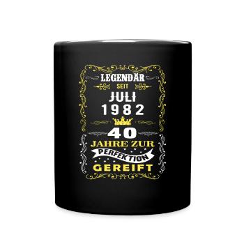 Juli 1982 - 40. Geburtstag Geschenk. Deutsch. - Tasse einfarbig - Schwarz - Vorne