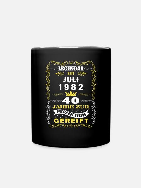 Juli 1982 - 40. Geburtstag Geschenk. Deutsch. - Tasse einfarbig - Schwarz