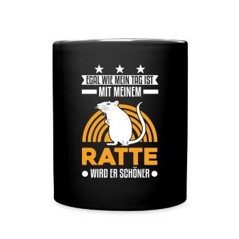 Ratten Geschenk Rattenbesitzer - Tasse einfarbig - Schwarz - Vorne