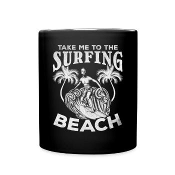 Water surfer Take me to surf beach - Full Colour Mug - black - Front