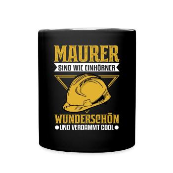 Maurer Einhorn Mauerer Maurermeister - Tasse einfarbig - Schwarz - Vorne