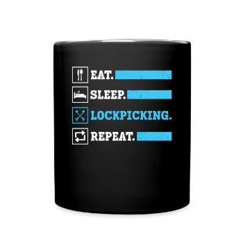 Manger Sleep Lock Picking Répéter | Sélecteur de serrure - Mug uni - noir - Devant