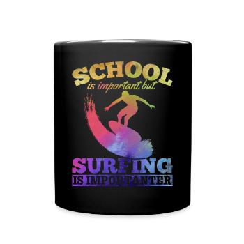 L’école est importante mais le surf est important - Mug uni - noir - Devant