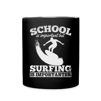 L’école est importante mais le surf est important - Mug uni - noir - Devant