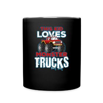 Monster Truck Große Reifen Kind Liebe I Geschenk - Tasse einfarbig - Schwarz - Vorne