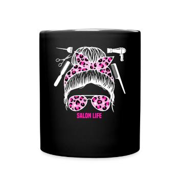 Salon LIfe Hair Stylist Hairdresser - Full Colour Mug - black - Front