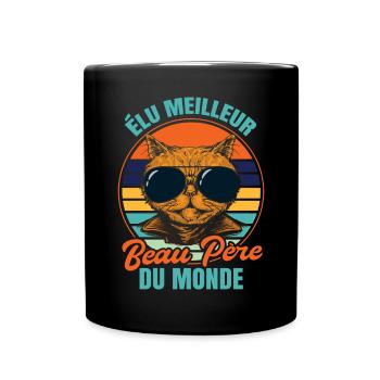 Élu meilleur beau père propriétaire chats - Mug uni - noir - Devant