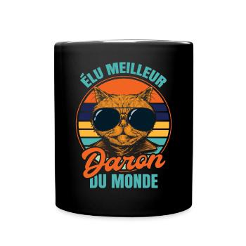 Élu meilleur daron propriétaire chats - Mug uni - noir - Devant