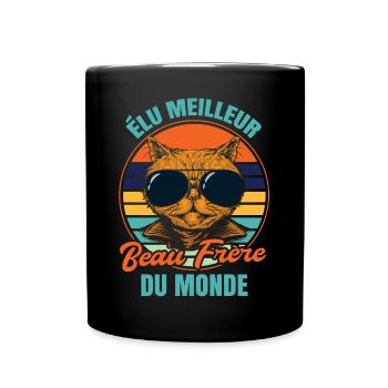Élu meilleur beau frère propriétaire chats - Mug uni - noir - Devant