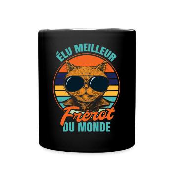 Élu meilleur frérot propriétaire chats - Mug uni - noir - Devant